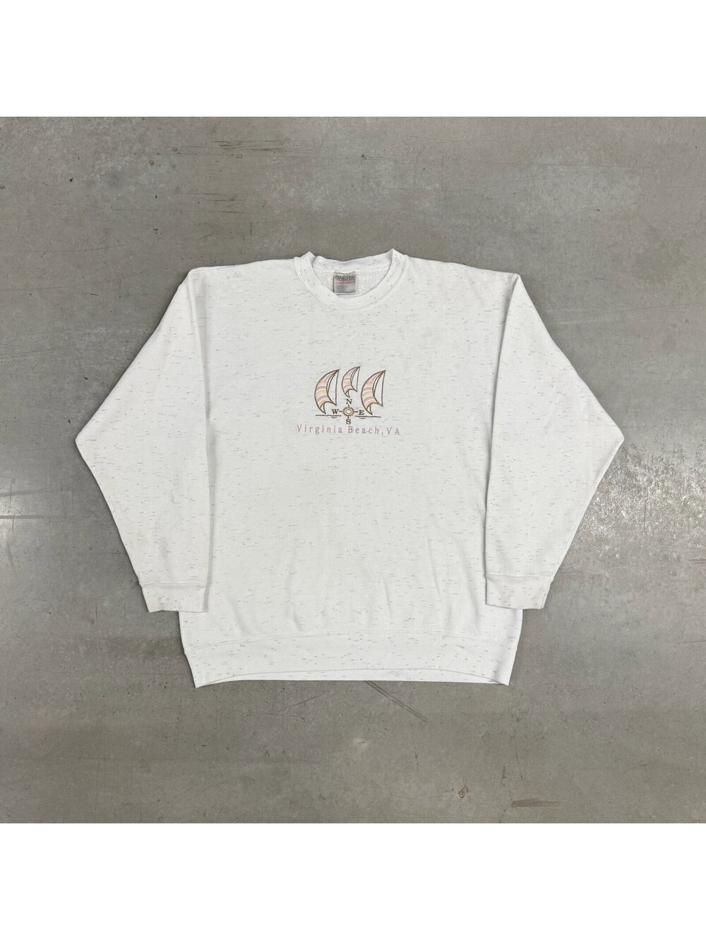 Vintage 90s Virginia Beach Sailboat Embroidered Flawed Sweatshirt Extra Large